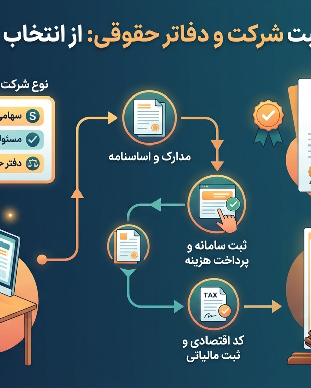 راهنمای جامع ثبت شرکت و دفاتر حقوقی: از انتخاب نوع تا اخذ مجوز